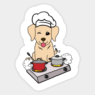 Funny golden retriever is cooking Sticker